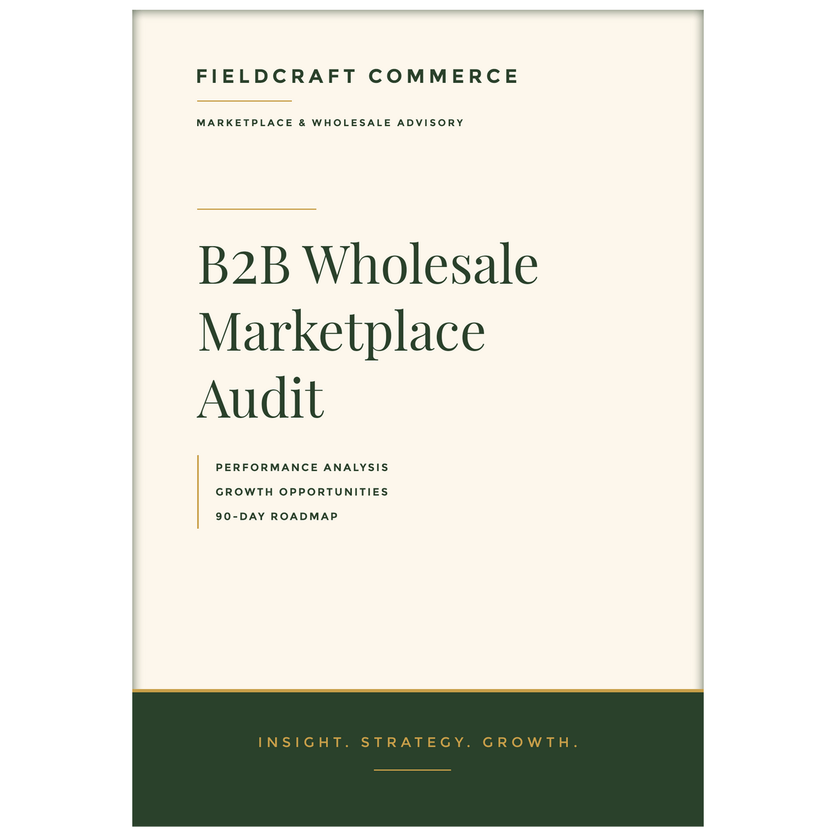B2B Wholesale Ecommerce Audit report cover by Fieldcraft Commerce